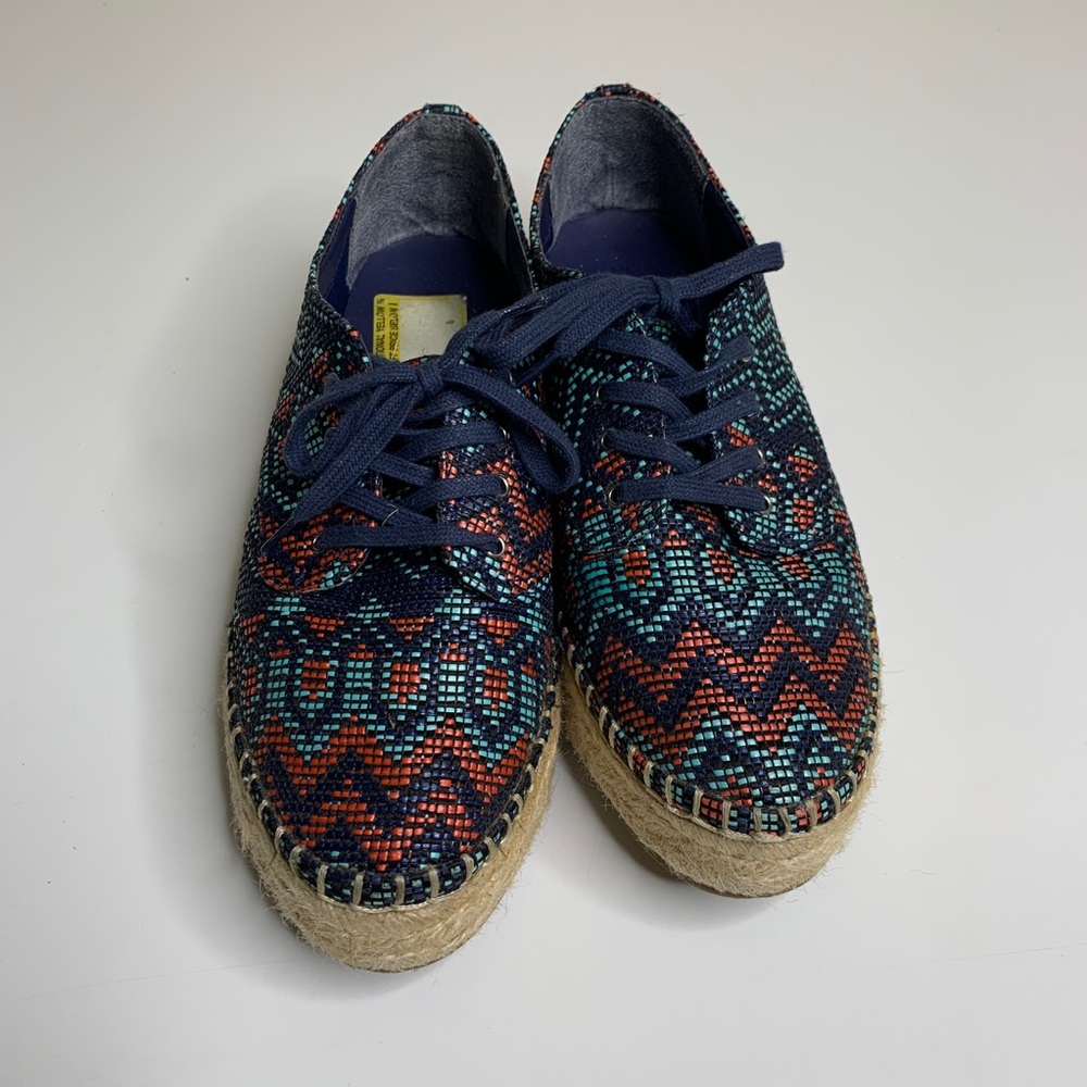 INDIGO Rd Lace Up Basket Weave Sneakers Blue 9